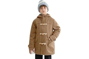 maoo garden Boys Winter Wool Coat Dress Peacoat Kids Heavy Sherpa Jacket Hooded Warm Thicken Windproof Overcoats
