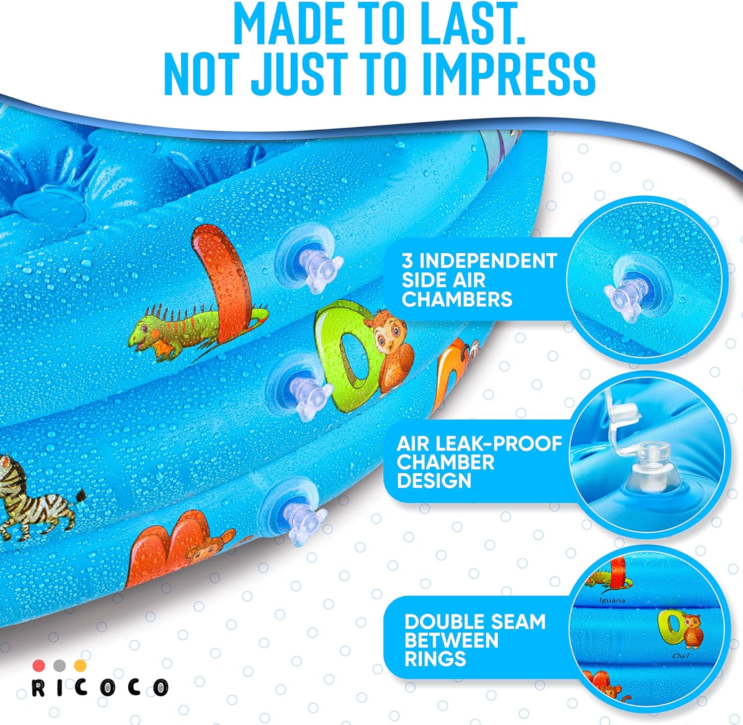 Inflatable Kiddie Pool for Kids - Kids Pools for Backyard - Swimming Pool for Kids and Toddlers - 3 Ring Pools for Inside and Outside - Durable Material with Soft Bubble Botton, Blue: Kitchen & Dining