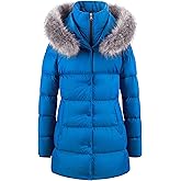 CREATMO US Women's Winter Snow Jacket Long Fur Puffer Coat With Removable Faux Fur Trim
