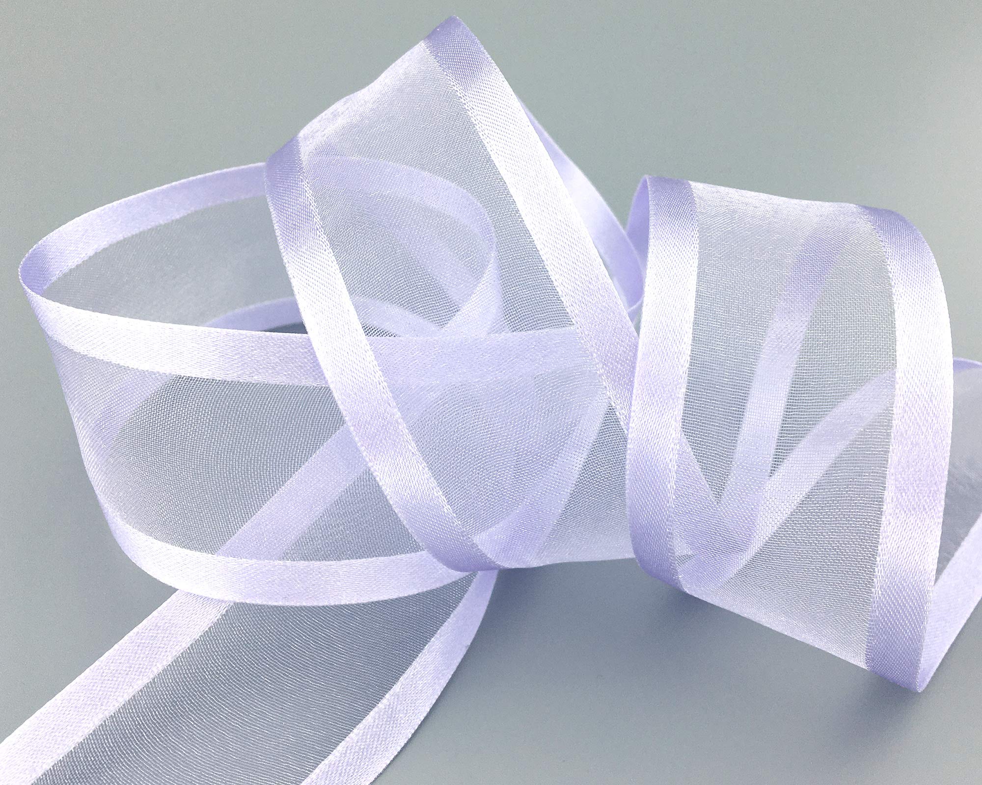 finemark 25 m x 38 mm Chiffon Ribbon with Satin Edge Lilac (82) Chiffon Decorative Ribbon Gift Ribbon Semi-Transparent Shiny Wireless Organza