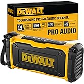DEWALT Heavy Duty Magnetic ToughSound Pro Bluetooth Speaker &ndash; 22W | Portable Magnetic Speaker, IP67 Dust/Waterproof, Up to 14H Runtime, Auracast &amp; EQ Modes for Rugged Outdoor, Work &amp; Garage Use