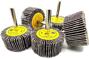 Pro-Graad SuperGrindz 5 Pack 2" x 1" x 1/4" 60 Grit Aluminum Oxide Shank Mounted Abrasive Flap Wheels, Ideal for Metal, Wood, Grinding, Blending, Polishing, Rust & Paint Removal