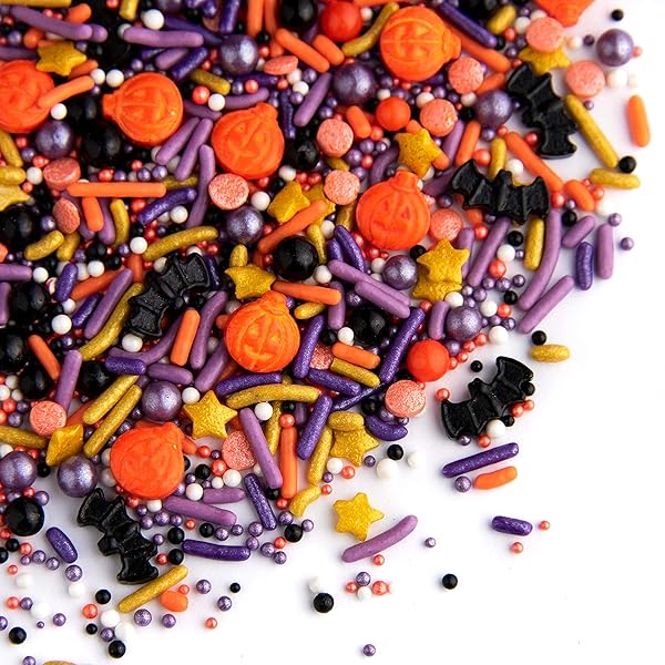SWEETS INDEED HALLOWEEN SPRINKLES, CANDY EYEBALLS, EDIBLE SPRINKLE MIX, PERFECT FOR CAKE DECORATIONS, BAKING, ICE CREAM, COOKIES, CUPCAKE TOPPER, 4 OUNCES (TOIL & TROUBLE)