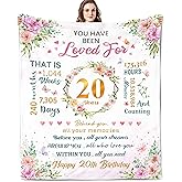 Nucleotech 20th Birthday Gifts for Women, Gifts for 20 Year Old Female/Women, 20 Years Olds Girl Birthday Gift for Her, Best 20th Birthday's Decorations Gift Ideas for Woman Throw Blanket 60"x50"
