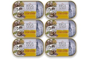 Riga Gold Cod Liver in Own Oil 4.27oz/ 121g From Iceland (Pack 6)