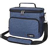 opux Insulated Lunch Bag for Men Women, Soft Lunch Box for Office Work School Picnic, Leakproof Lunch Cooler Bag with Shoulder Strap for Kid Adult Boy Girl, Medium Lunchbox Lunch Tote (Heather Navy)