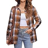 Zeagoo Flannel Shirt Women Button Down Long Sleeve Plaid Shirts Collared Casual Work Tops S-2XL