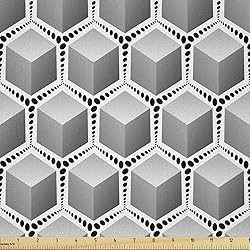 Lunarable Grey Abstract Fabric by The