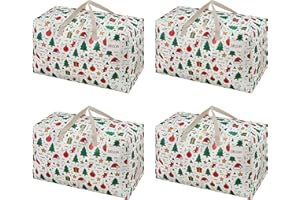 VENO 4 Pack Moving Bags and Large Christmas Decoration Storage Bins with lids. Alternative to Moving Boxes, Packing Supplies for College. Heavy Duty Totes (Jingle Mix, 4 Pack)