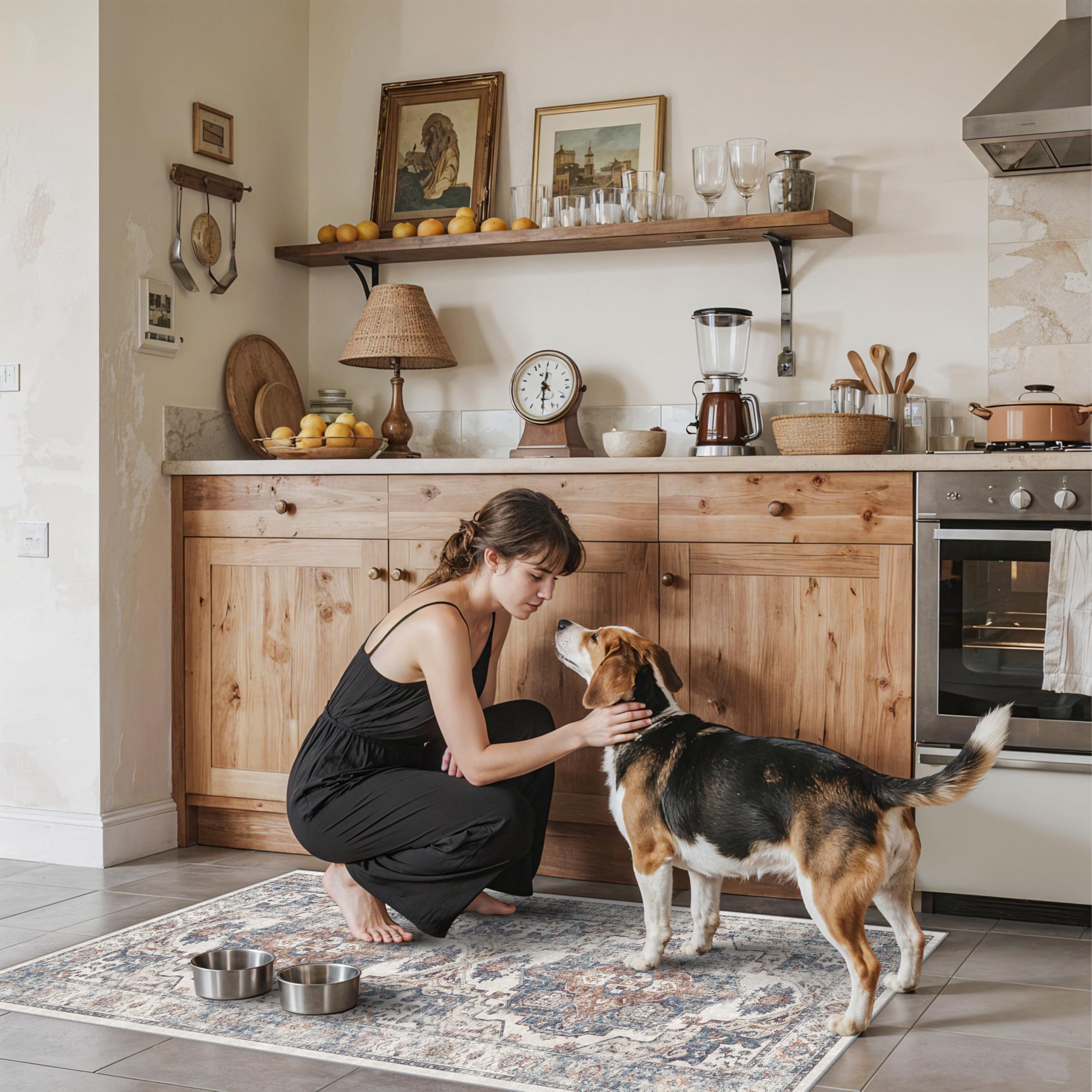 Photo 1 of 2x4 Washable Kitchen Runner Rug: Vintage Non-Slip Low Pile Entryway Area Rugs Thin Light Weight Carpet for Nursery Bedroom Soft Water Resisitant Floor Mat for Bathroom Laudry Room(2x4,Brick)