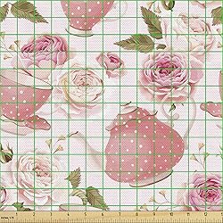 Ambesonne Floral Fabric by The Yard, Vintage Style