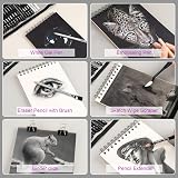 HIFORNY 60 Pcs Drawing Kit Sketch Pencils Set with 3-Color Sketchbook view 6