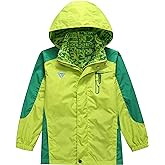 KID1234 Boys Rain Jacket with Hood Waterproof Casual Lightweight Zipper Raincoat for Kids Outwear Windbreaker Clothes (5-16)