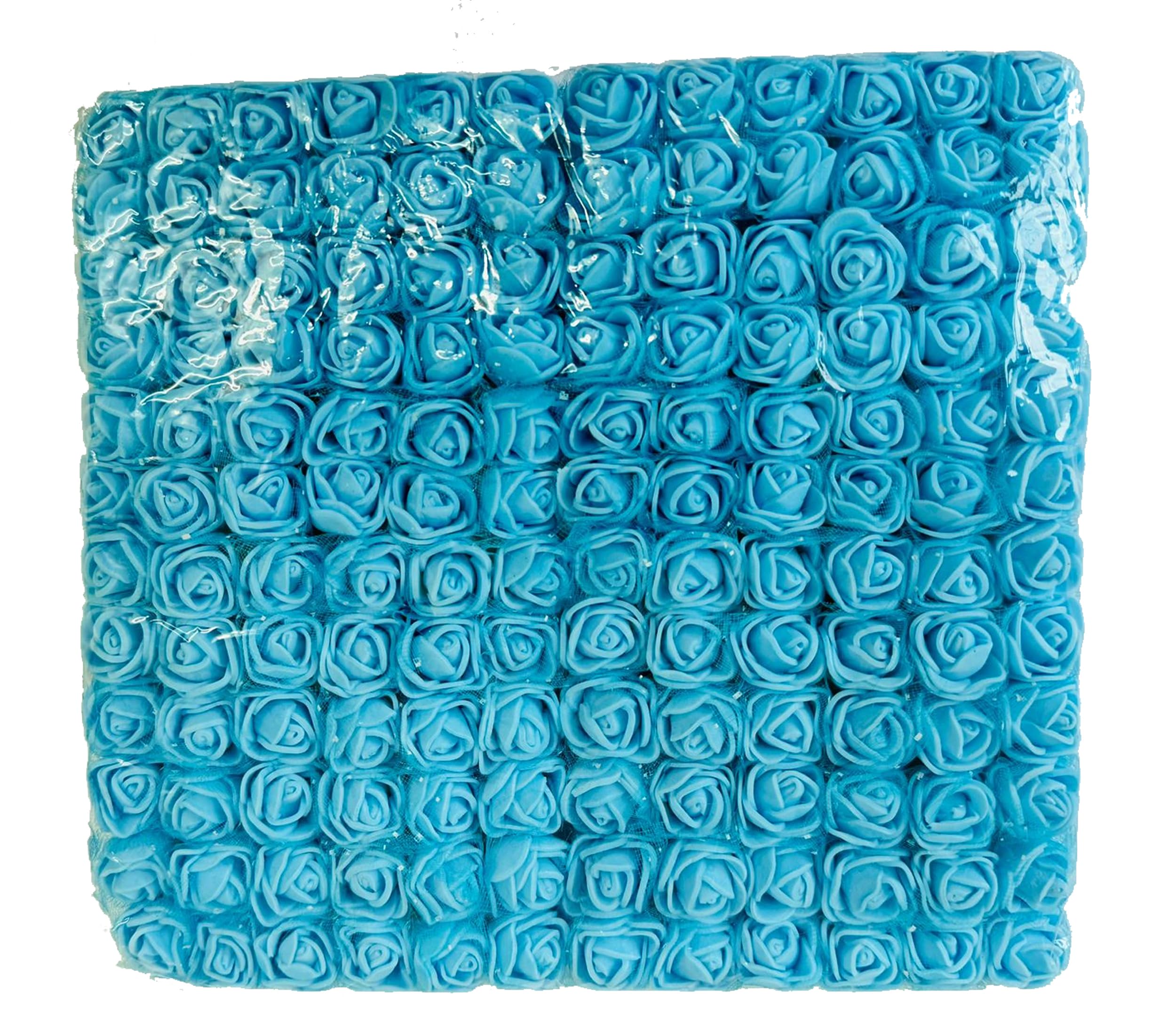 creative balloons Light Blue Foam Roses with Stem Lace Edge 144 Pcs Fake Flowers Artificial Roses for Decoration DIY Crafts Rose Bouquet Flower Buds Wedding Party Foam Rose Garland Pack of 1