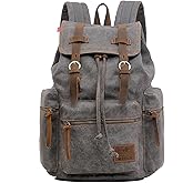 AUGUR High Capacity Canvas Vintage Backpack - for School College Hiking Travel 12-17" Laptop