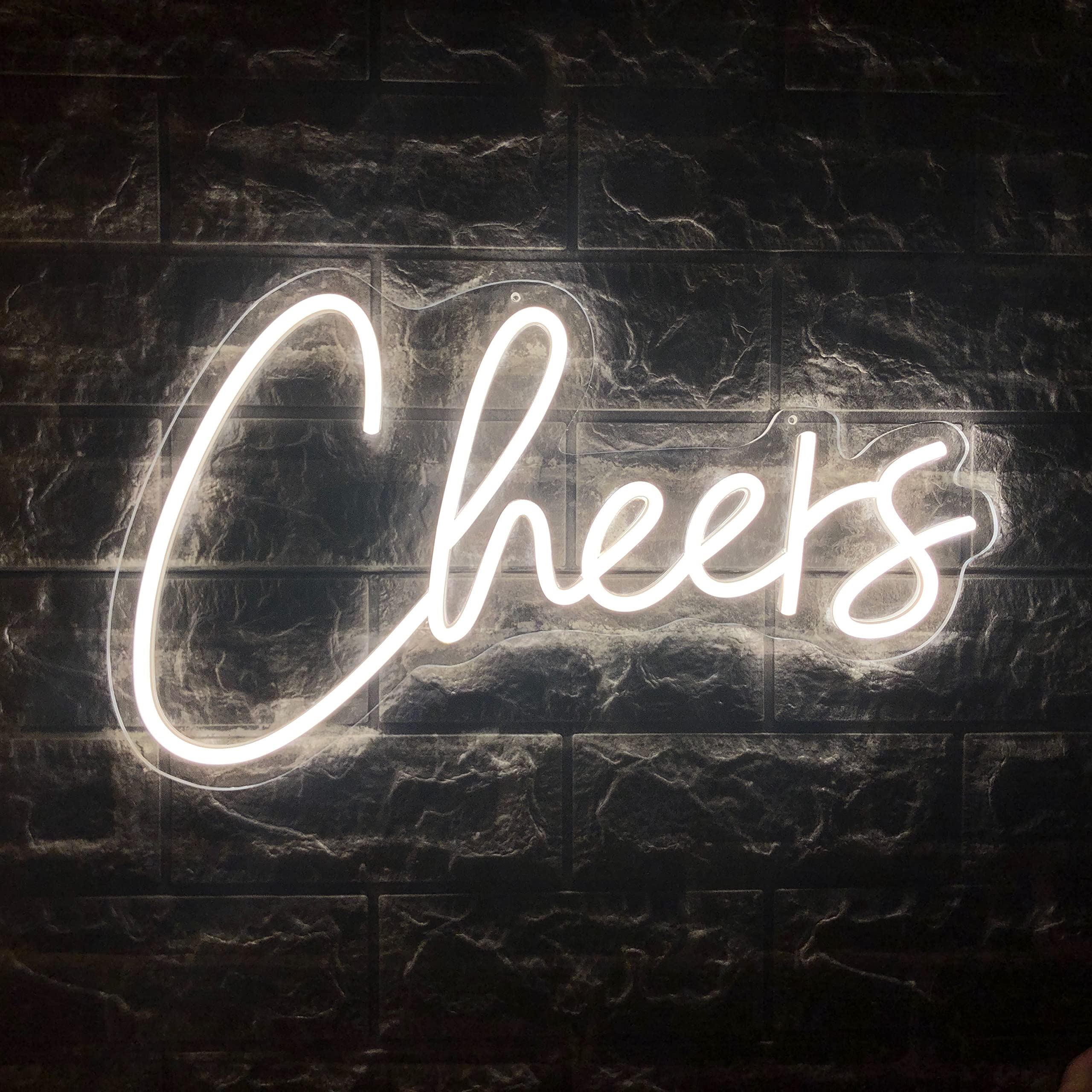 LiQi ™ ' CHEERS Neon Sign,for Wall Decor, Home Bar, Club, Bistro,party ,coffee, business, Cocktail Bar Man Cave, open Bright Led Bar Sign ,light Up Sign, USB Powered , 17*9.5",warm White