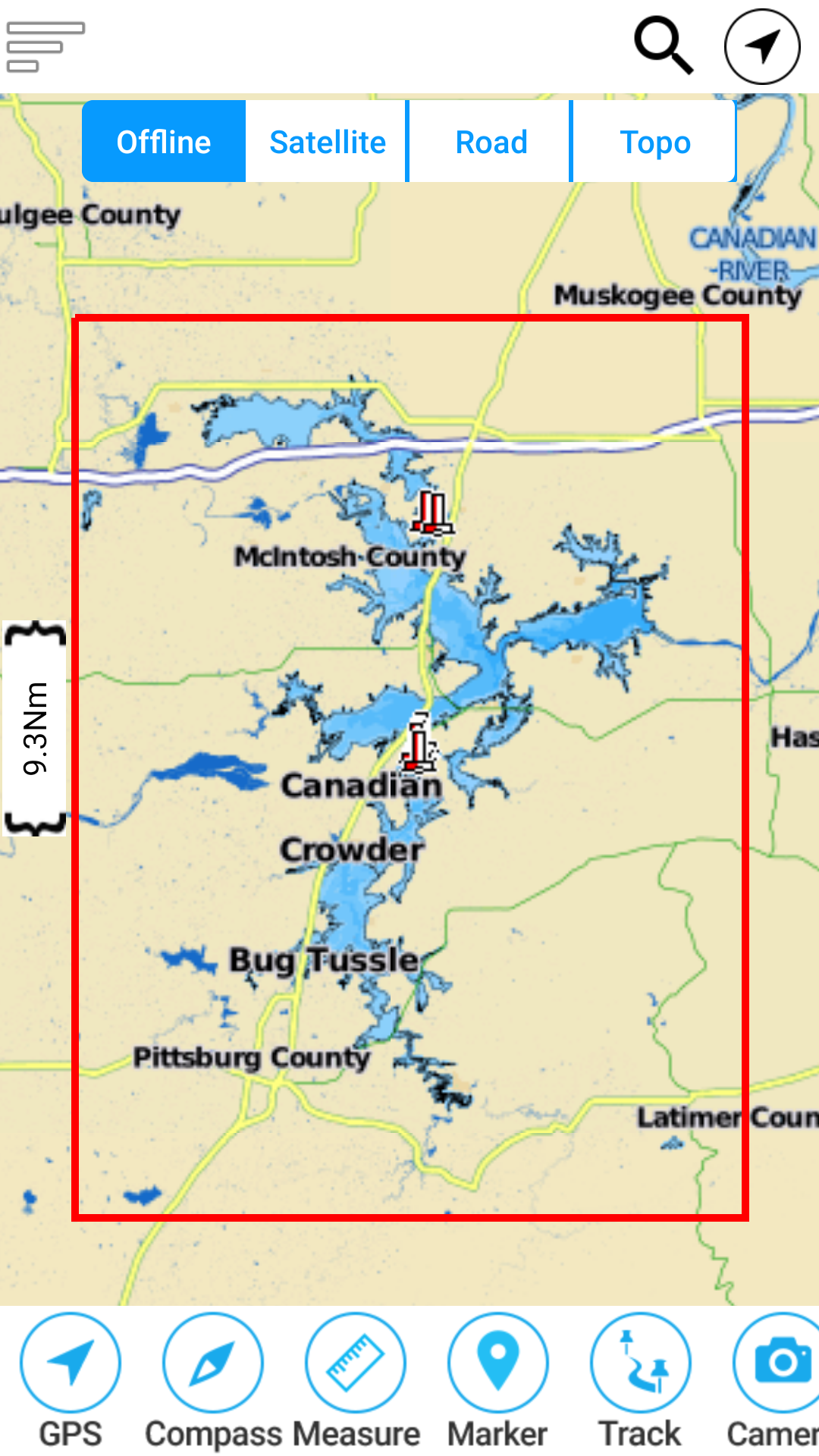 Eufaula Lake Oklahoma Offline GPS Fishing