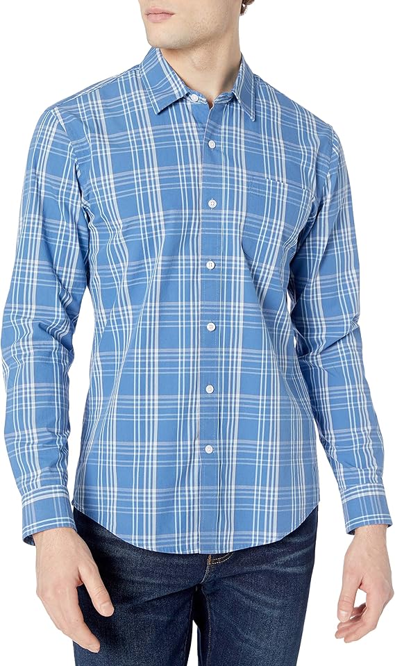 Amazon Essentials Men's LongSleeve Slimfit Casual Poplin Shirt Amazon.co.uk Clothing