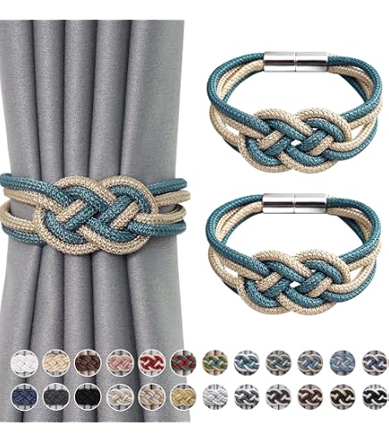 HedongHexi 4-Pack Jute Magnetic Curtain Tiebacks – Boho Rustic Style, Natural Rope, Strong Magnets
