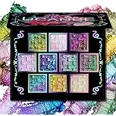 UCANBE Chameleon Multichrome Eyeshadow Palette, 10 Colors Shifting Chromatic Light-Reflecting Metallic Eye Shadow, Multi-Use Blendable Holographic Glitter Shimmer Eye Makeup Pallet (Solar Python)