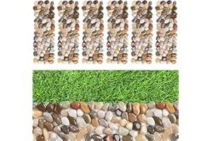 DOJOBKINB River Rock Stepping Stones Outdoor for Garden Walkway, 6 Pcs 12" L x 4" W Rectangle Shape Paver Step Stones Polished Pebble River Stone Mat for Yard Lawn Patio Pathway Walk Way - Multi-Color
