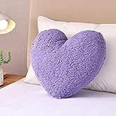 EVOLIVE Heart Pillow, Love Pillow Gifts, 15X17 Inch Large Heart Shaped Pillows, Sherpa Material Room Decor Throw Pillows, Living, Bedroom, Indoor Outdoor (Lavender)