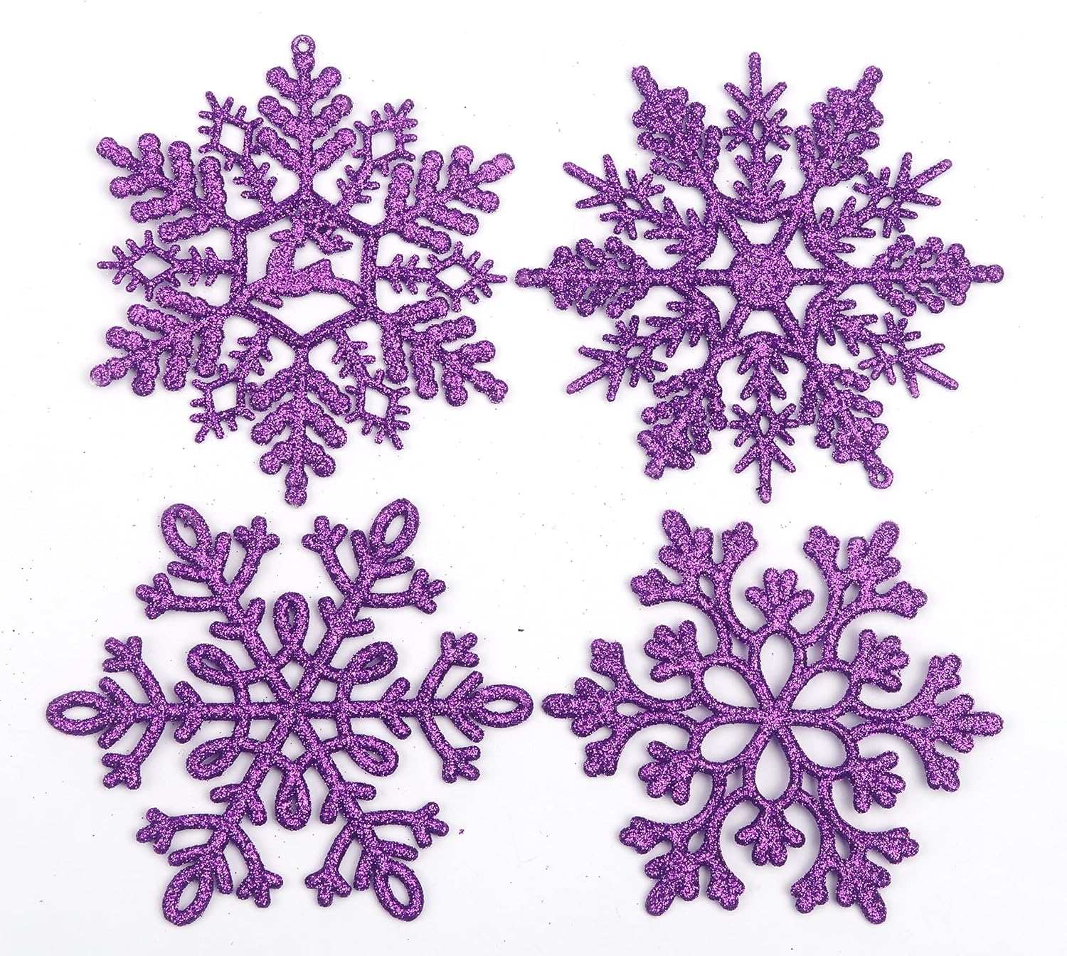 Ornaments - YYCRAFT 32pcs Glitter Snowflake Ornament 4 Inch for Christmas Tree Decoration-Purple