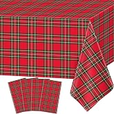 YJZCP 4 Pack Xmas Tablecloth Christmas Plaid Table Cloth Red and Green Checkered Table Covers Xmas Buffalo Plaid Tablecloth for Winter Holiday New Year Party Supply 51 x 86 in