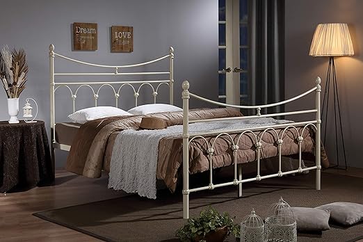 Atlanta Metal Bed Frame Cream Double Victorian Style King Size Beds Bedroom Furniture 4ft6 Double