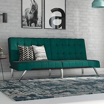 Amazon.com: DHP Emily - Sofá de futón con tumbona convertible, piel