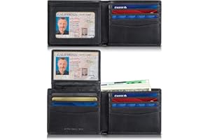 SERMAN BRANDS 2 ID Window Wallet for Men RFID Blocking Leather, Bifold Top Flip, Extra Capacity Travel Wallet