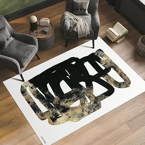 Empire Art Direct Sleek Shapes I Washable Abstract Art Area Rug Size 5'x8', Power-loomed, Heavenly Softness with Non-Slipping Backing - Amazon deal for $63.63