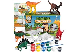 COASTLINE CRAFT STEM.org Dinosaur Painting Kit for Kids with Dino Trivia-Dinosaur Crafts for Kids Ages 3-5 + w/ 2 T-Rex Set - Screen Free, Educational Gifts for Boys