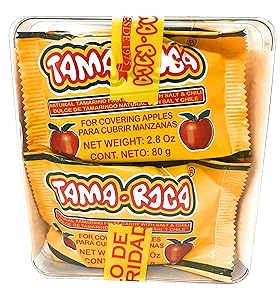 TAMA-ROCA Forritos Para Manzanas Natural Tamarind Fruit Candy With Salt & Chili For Covering Apples 8 Pieces