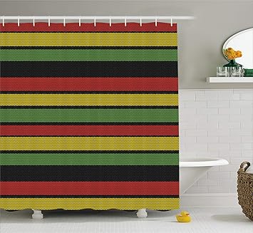 Amazon Com Ambesonne Jamaican Shower Curtain Knitted Effect