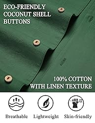 COOFANDY Linen Shirts for Men Short Sleeve Cuban