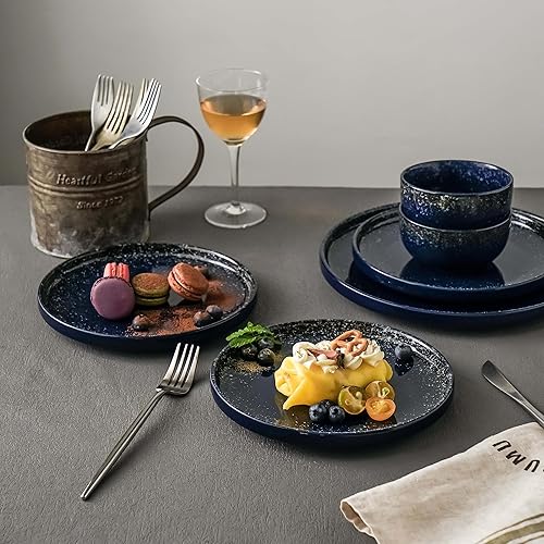 Blue And White Plates S&Q Ceramic 8-Inch Dessert Plates (Set Of