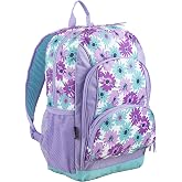 Eastsport Laptop Backpack, Multipurpose Casual Daypack, Triple Compartments Bookbag for College, Hiking, Work, 18 Inches, Purple Flowers