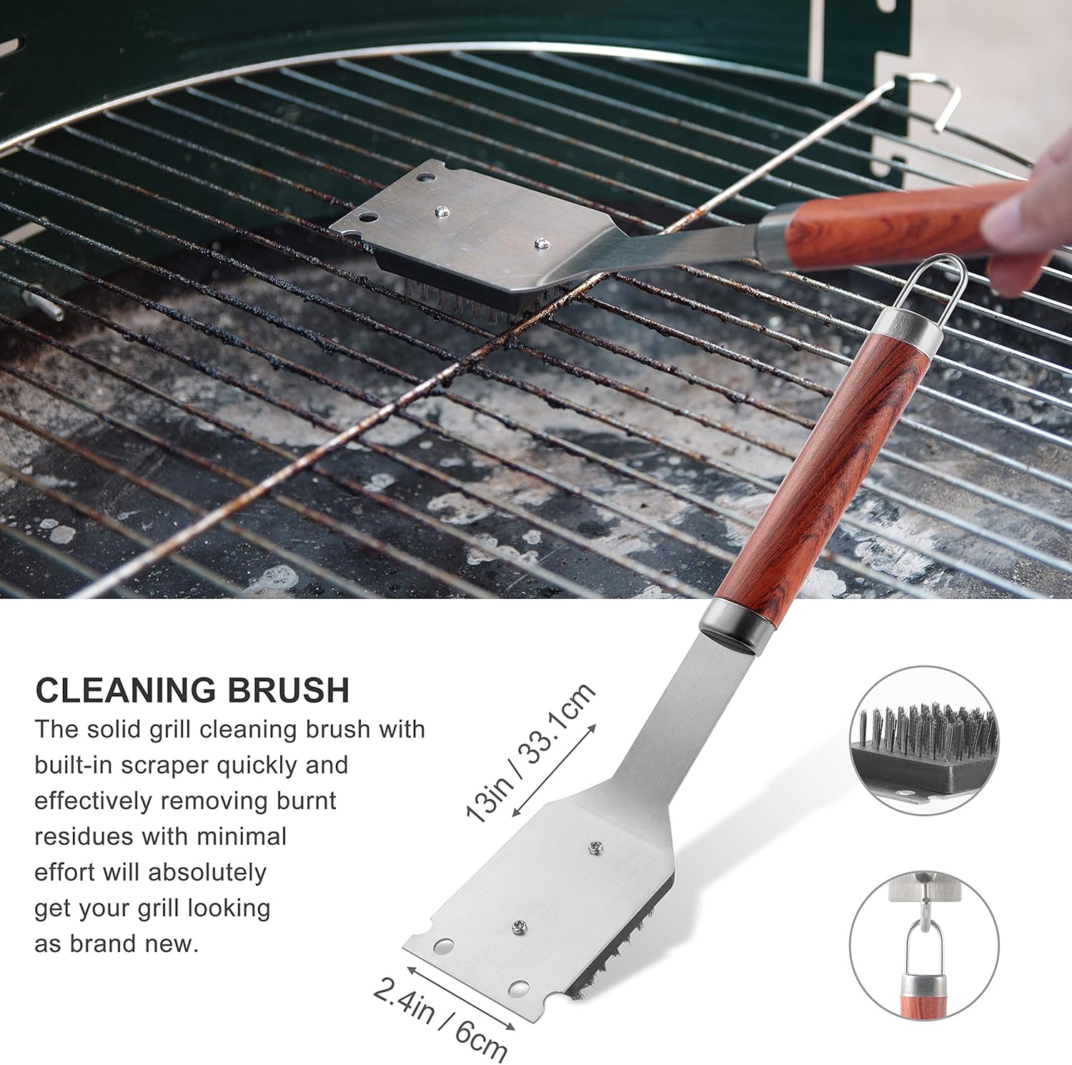 grilljoy 30PCS BBQ Grill Tools Set with Thermometer and Meat Injector. Extra Thick Stainless Steel Spatula, Fork& Tongs - Complete Grilling Accessories in Portable Bag - Perfect Grill Set Gift. : Garden & Outdoor