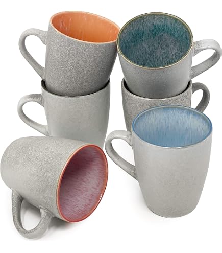NBABSR Speckled Coffee Mugs Set Of 2 - 12 Oz Ceramic, 4 Color Combination, Dishwasher & Microwave Safe