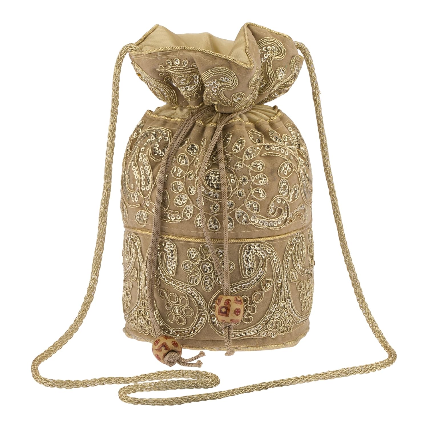 fashiondrobe women's silk potli (fawn)(fdvbp003)