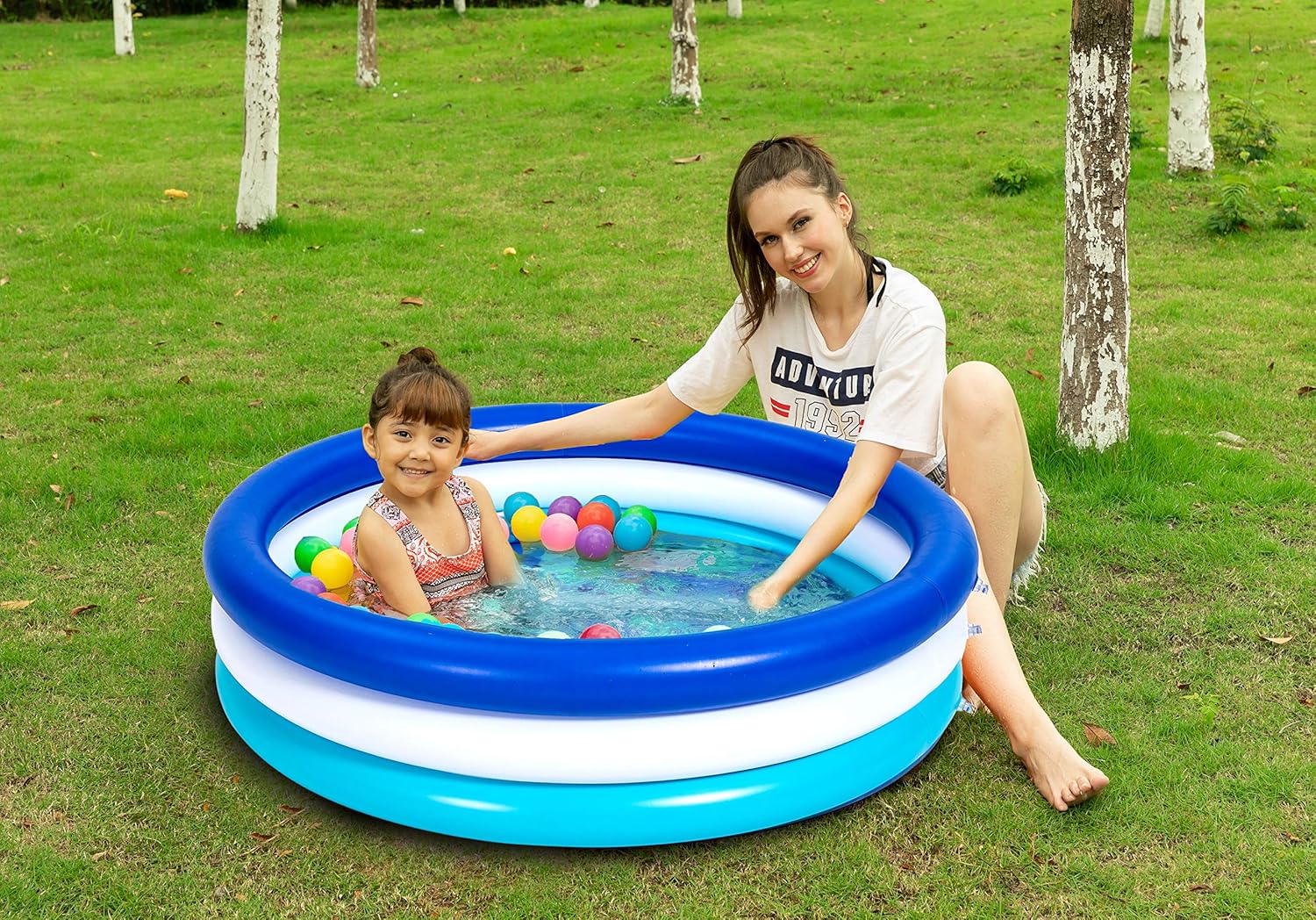 2 Packs 45" X 10" Inflatable Kiddie Pool, Blue Baby Swimming Pool, Summer Swimming Pool for Kids Water Pool Summer Fun, Indoor&Outdoor Pit Ball Pool for Ages 3+: Toys & Games