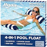 Aqua 4-in-1 Monterey Pool Hammock & Float, 50% Thicker, Patented Non-Stick PVC, Multi-Purpose Water Hammock (Saddle…