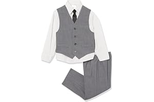 Calvin Klein Boys 4-Piece Formal Dress Up Suit Vest Set, Vest, Pants, Collared Dress Shirt, and TieBusiness Suit Pants Set