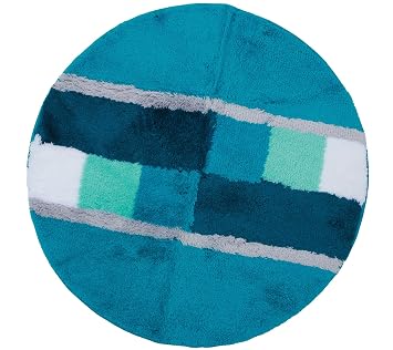 Heine Home Teppich Hochflor Badteppich Rund Duschteppich 75cm Blau