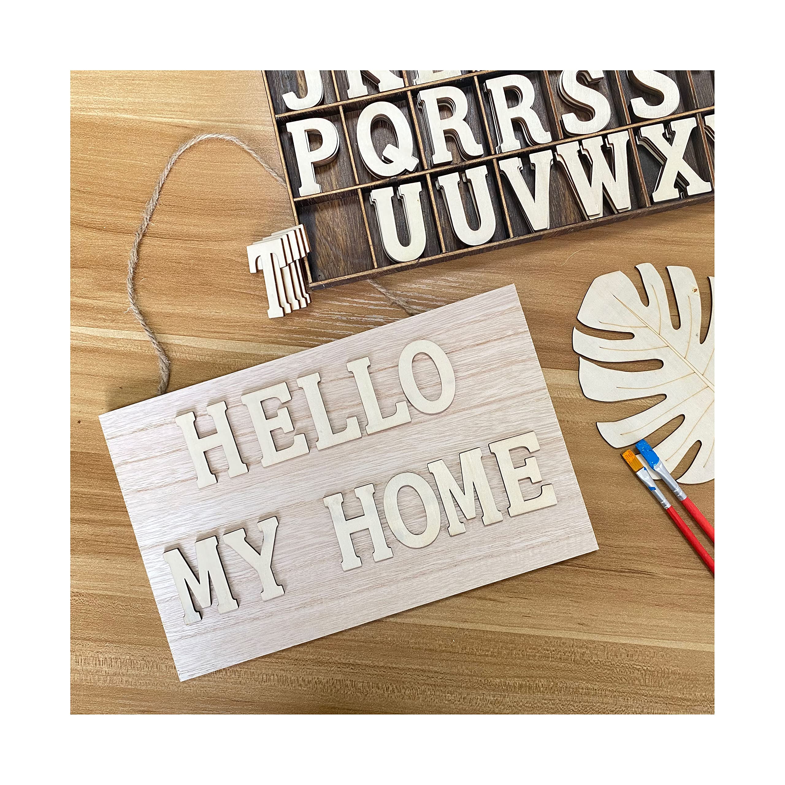 205 Pieces 2 Inch Wooden Letters Wood Alphabets for Crafts,Organized with Extra Common Letters