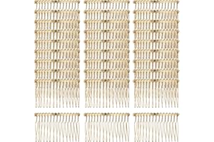 Lawie 30 Pack Bulk 15 Teeth Silver Gold Black Metal Side Hair Combs Wire Twist Slide Hair Clips Wedding Bridal Veil Combs Decorative Headpiece French Twist Updo Bun Holder Accessories for Women (Gold)