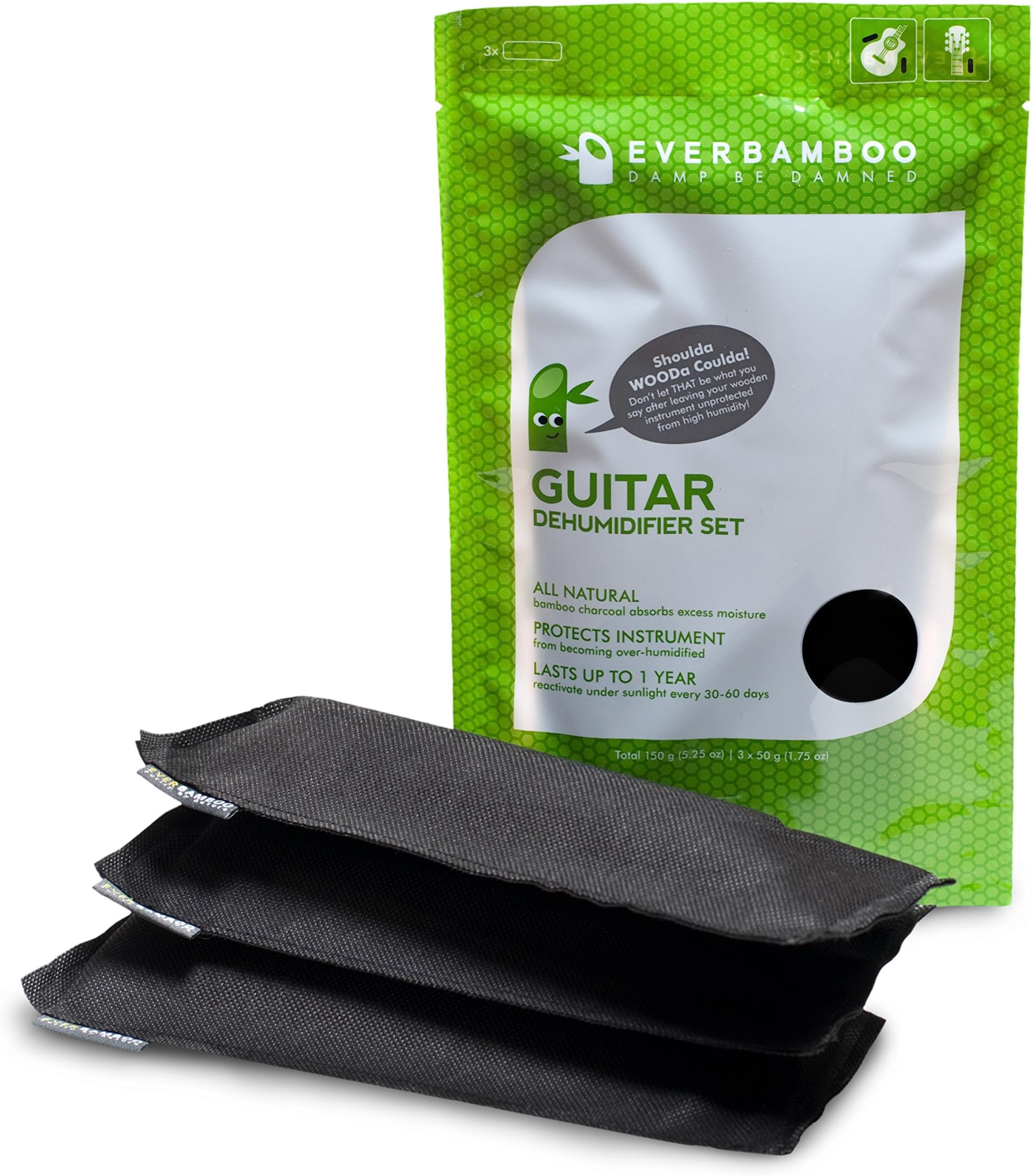 GUITAR Dehumidifier Kit with natural moso bamboo charcoal
