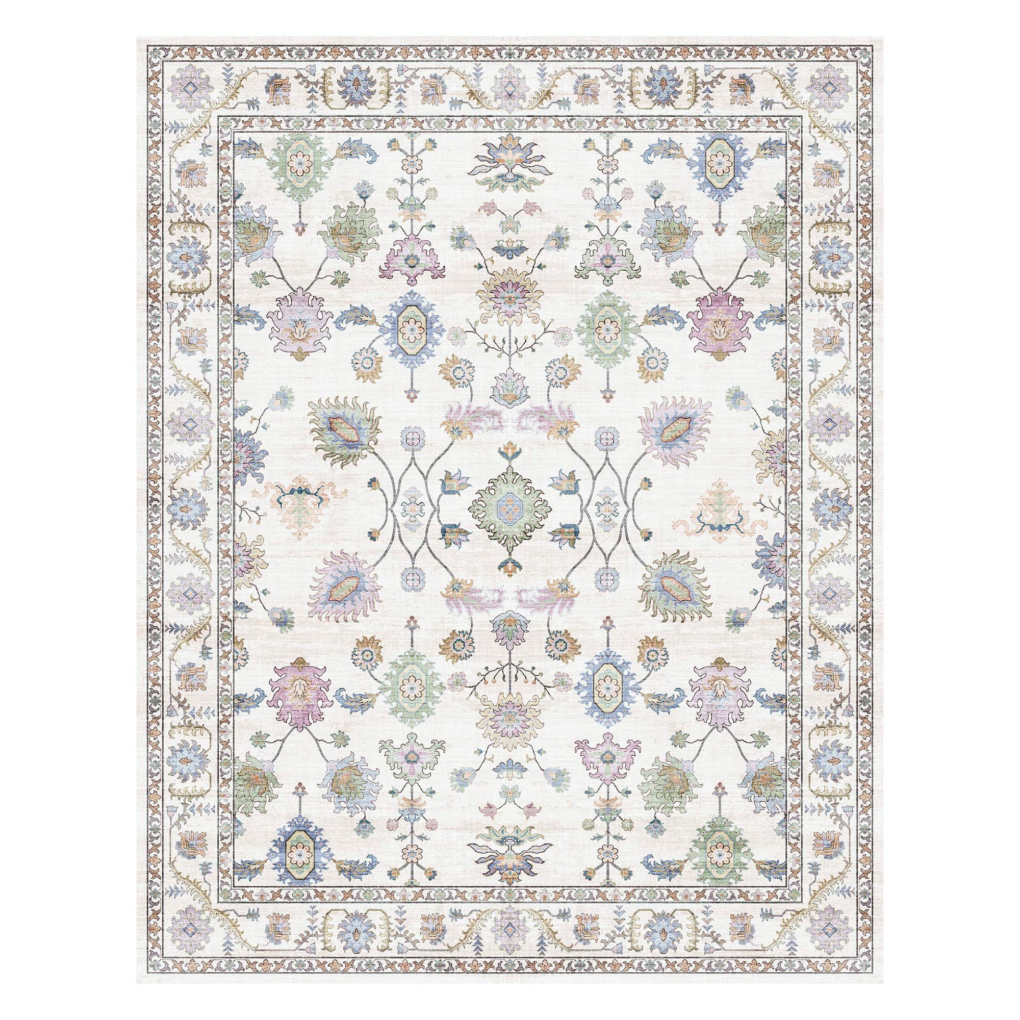 Gertmenian Indoor Easy-Care & Washable Area Rug – 9x13 Extra Large, Ideal for High Traffic Areas in Living Room, Bedroom, Entryway – Casper Cream Sage, 23240 Image