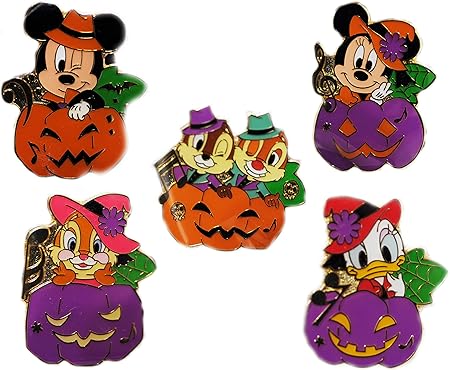 Amazon ディズニー ワゴンゲーム ジャングルカーニバル ディズニー ハロウィーン17 ピンバッジ 全種類 5種類 東京ディズニーランド限定 お土産袋とlリボンを付けたラッピング付き バッジ おもちゃ